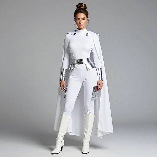 Elegant White Jumpsuit Studio Portrait