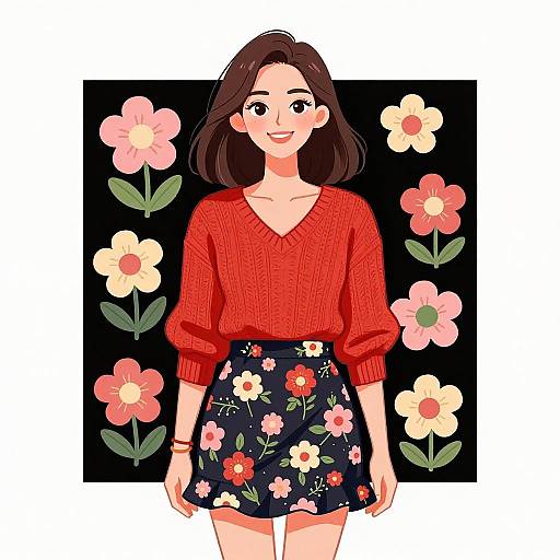 Smiling Woman in Casual Chic Outfit