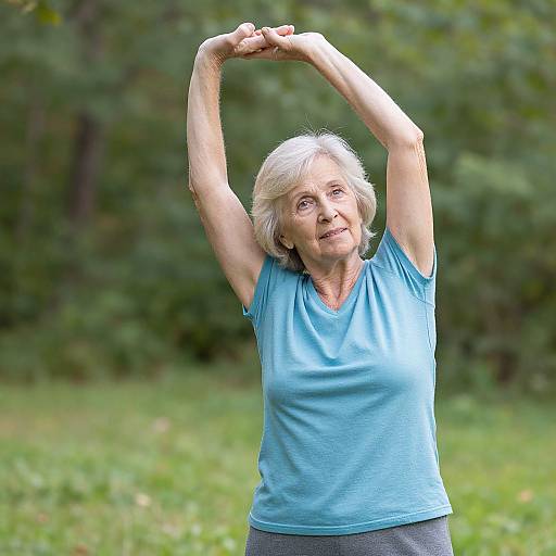 Active Elderly Woman Stretching Daily