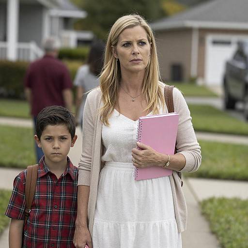 Suburban Sidewalk Encounter with Children