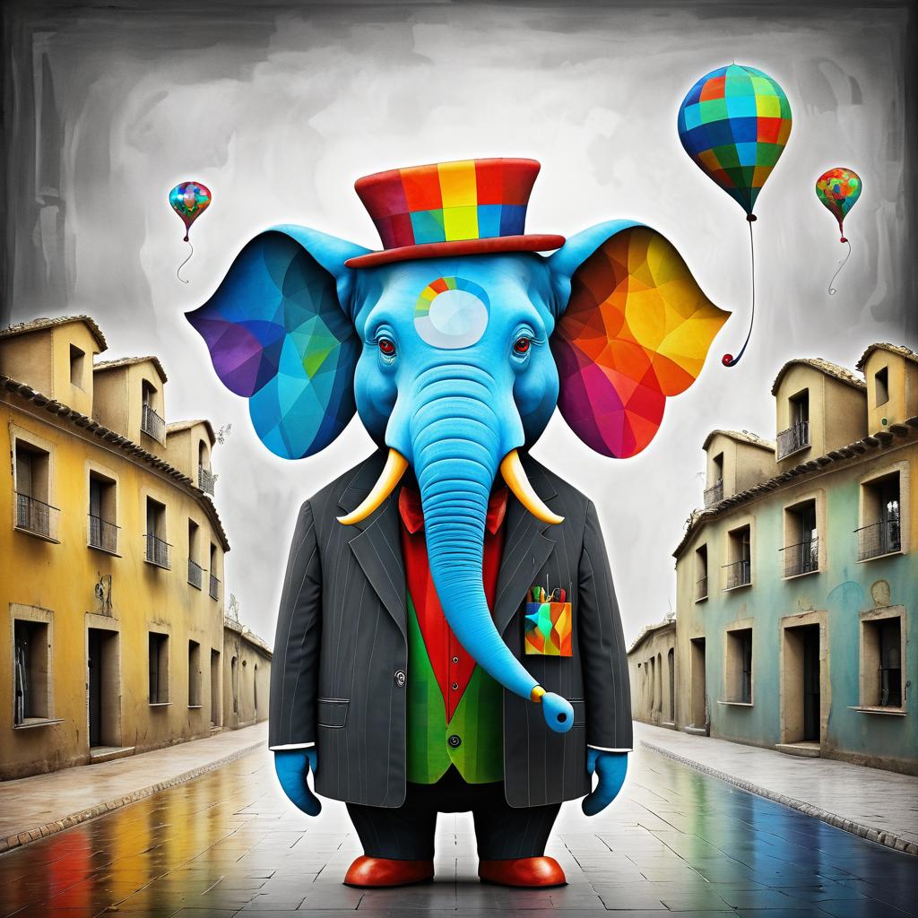 Mr. Elephant in Vibrant Artistic Fusion