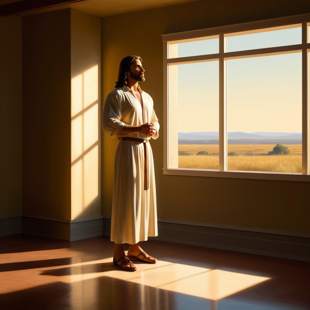 Solitary Jesus in Warm Light