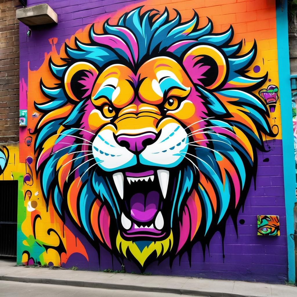 Vibrant Cartoon Graffiti of Jungle King