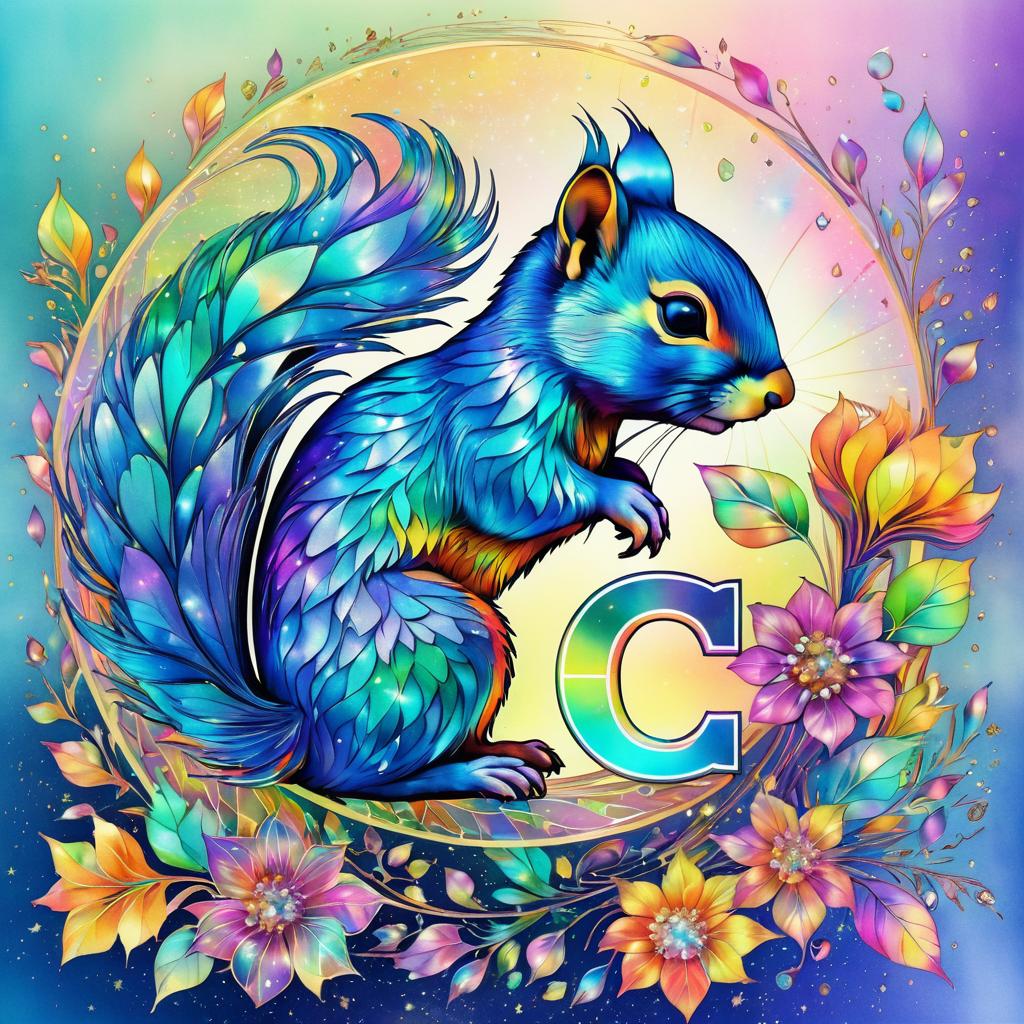 Vibrant Art Nouveau Squirrel with C