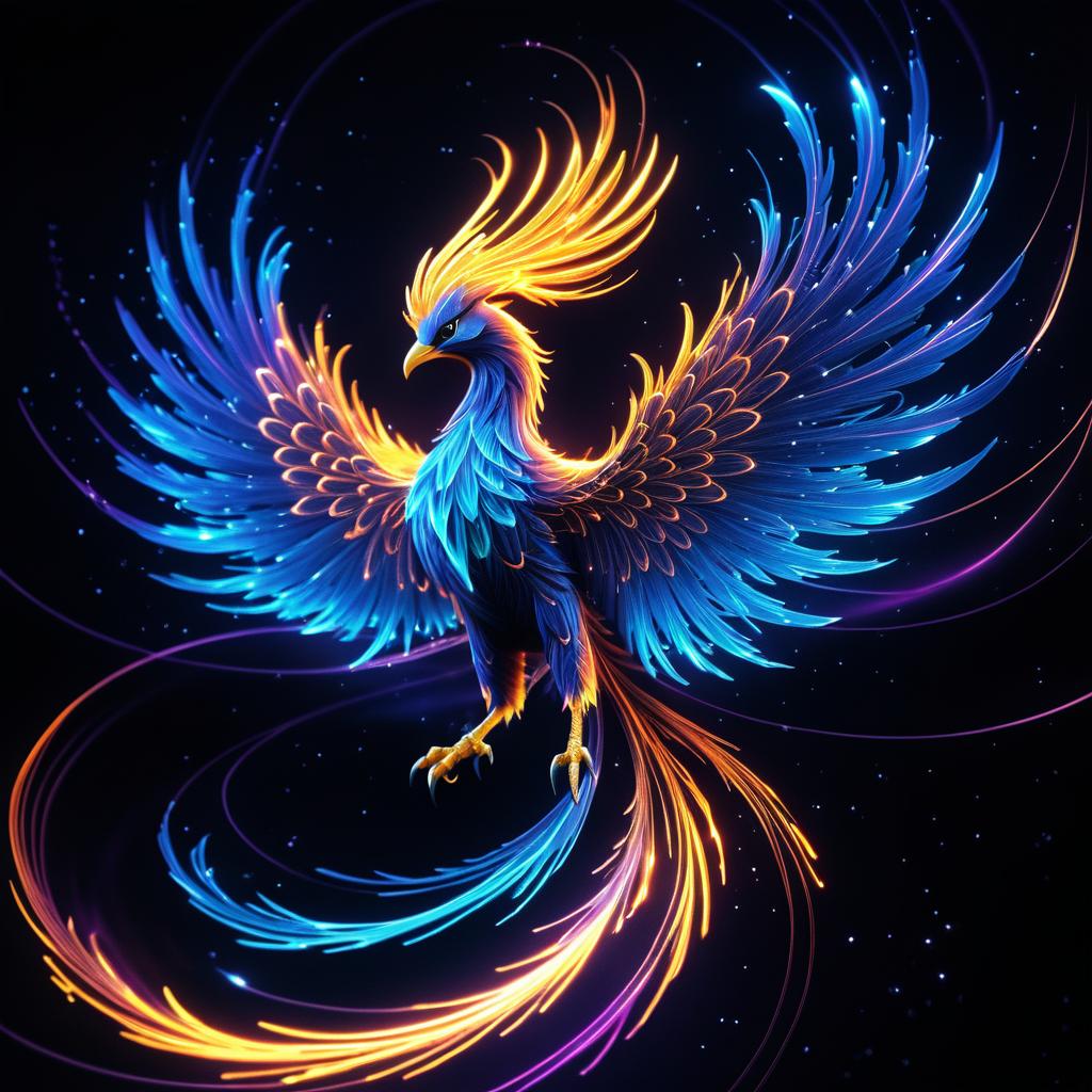 Epic Fantasy Phoenix with Fiber Optic Glow