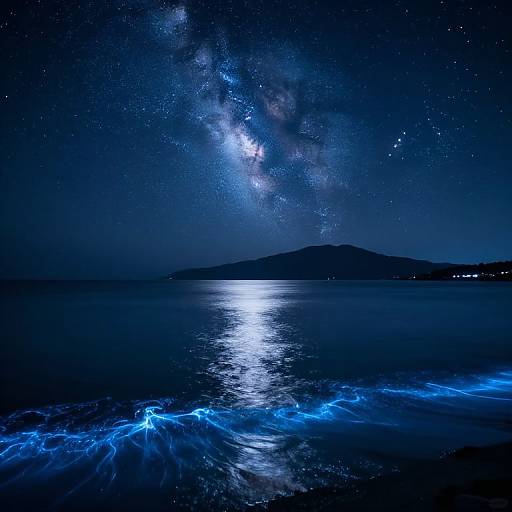 Ethereal Ocean Night Sky Scene