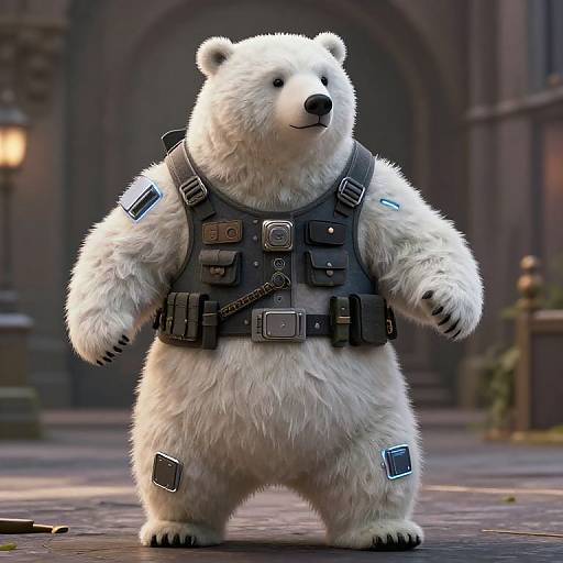 Cyber Polar Bear Soldier in Action