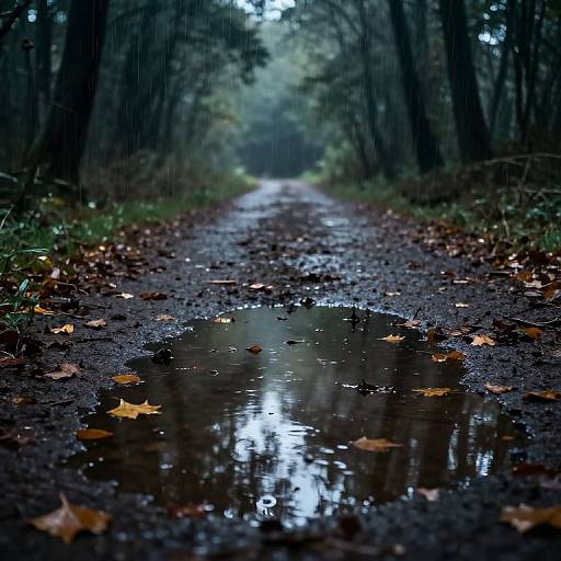 Sentient Puddle Reflecting Forest Solitude