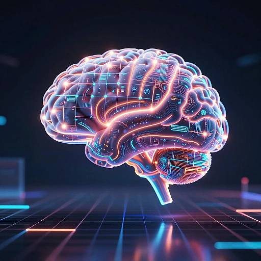 Floating Glowing Matrix Brain