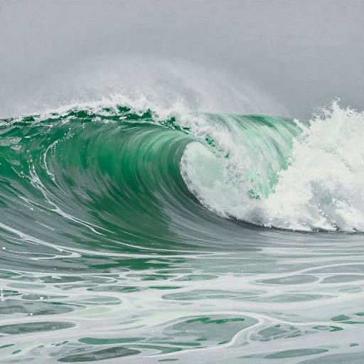 Monochrome Green Wave Painting