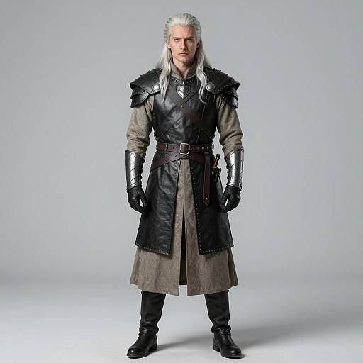 Man in Medieval Fantasy Armor with White Hair