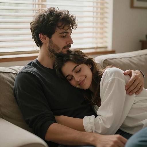 Cozy Couple Relaxing on the Couch