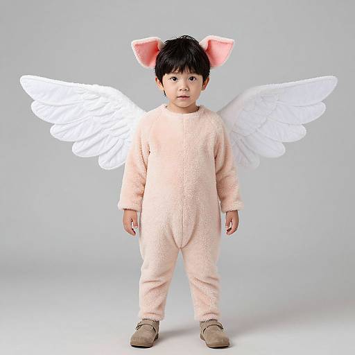 Realistic Toddler in Flying Pig Costume