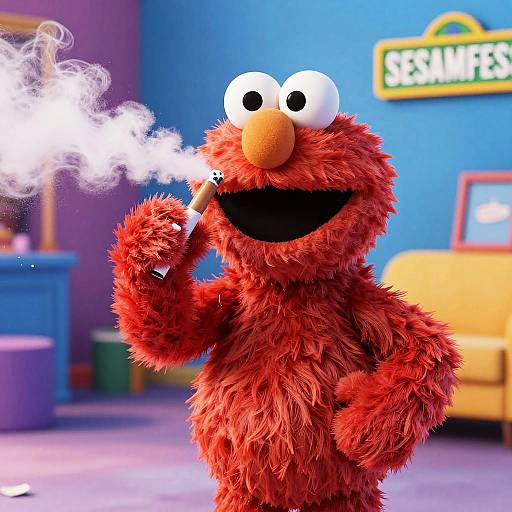 Elmo in Vibrant Sesame Street Scene