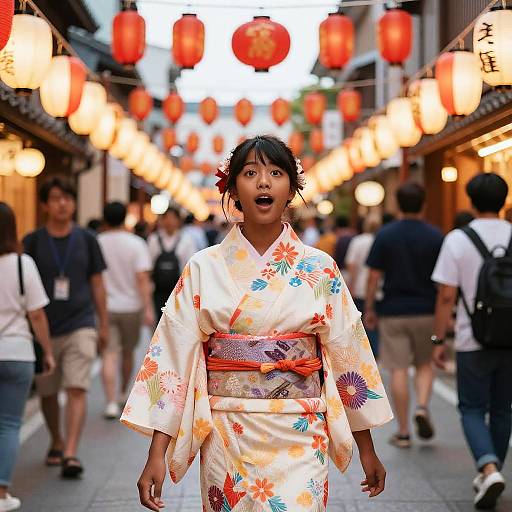 Joyful Black Girl at Japanese Festival