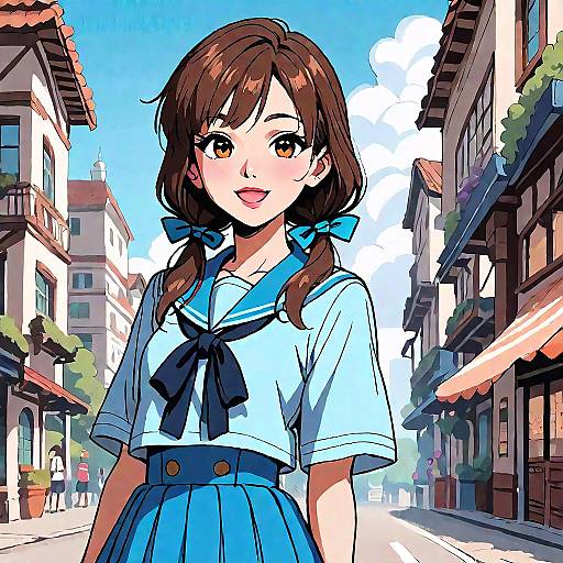 Smiling Twin-Tails Sailor Girl GIF