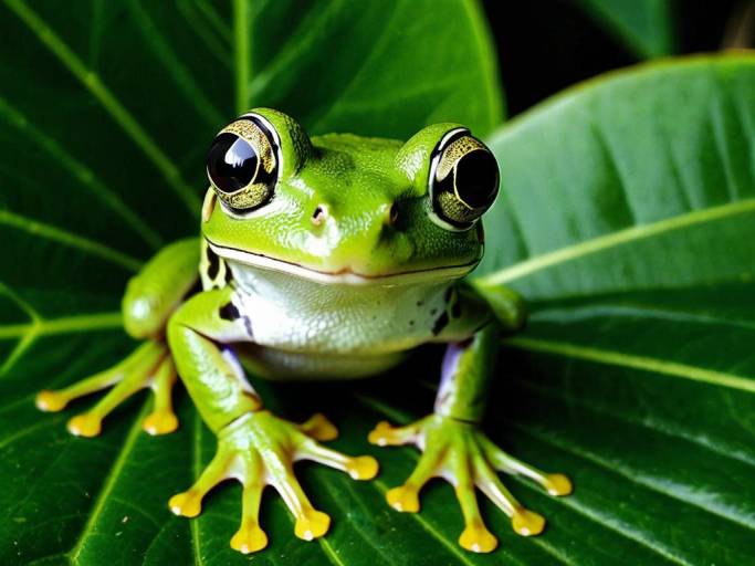 Adorable Green Frog Leaf Wallpaper Design