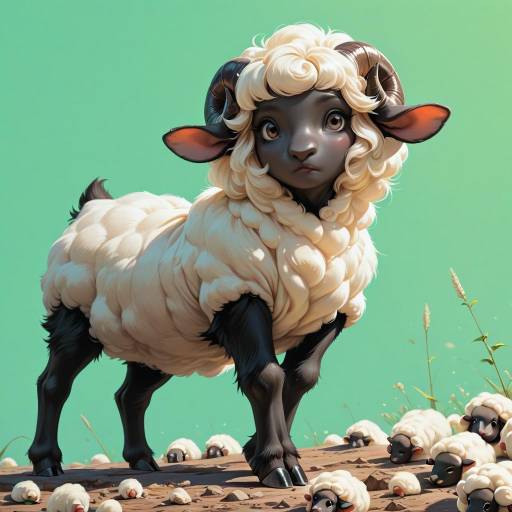 Dreamy Sheep with Soft Black Fleece Dreamy Sheep with Soft Black Fleece