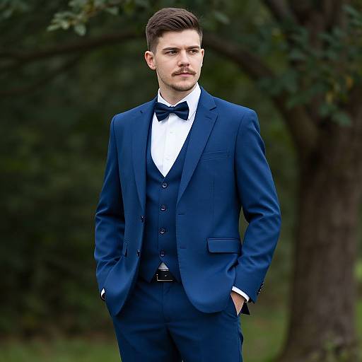 Stylish Blue Wedding Groom Portrait