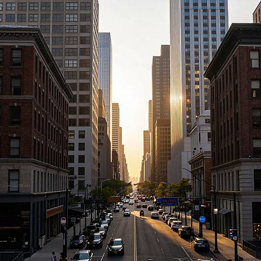 Golden Sunrise Over Urban Cityscape