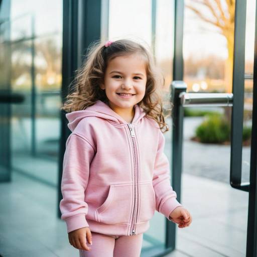Smiling Toddler Girl in Pink Hoodie Outdoors
