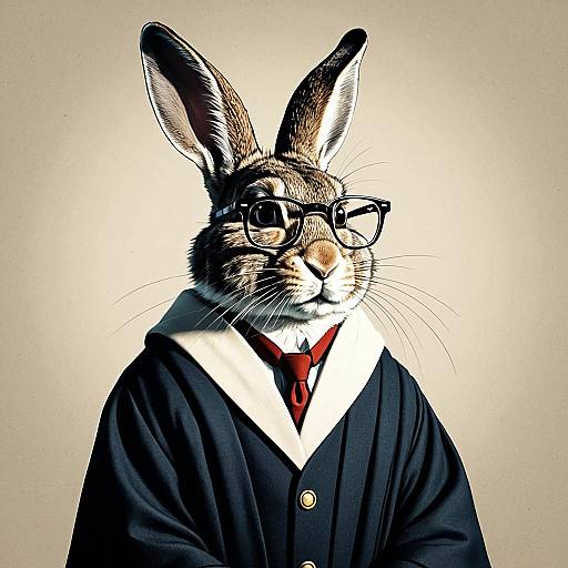 Scholarly Rabbit in Academic Robe