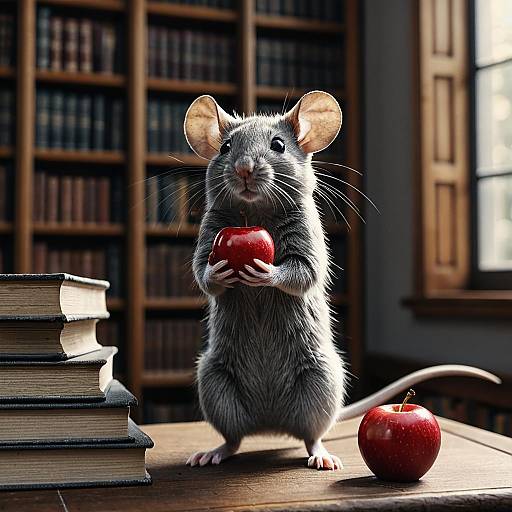 Photorealistic Mouse in an Ancient Library