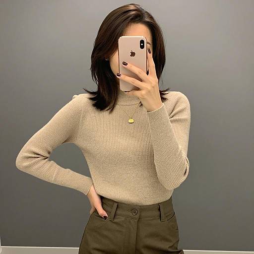 Chic Woman Taking a Mirror Selfie