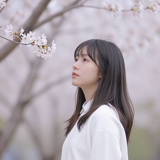 Serene Woman Among Cherry Blossoms