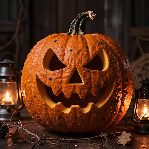 Rustic Monster Face Halloween Pumpkin