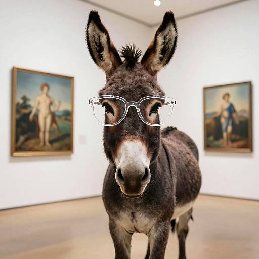 Donkey with Glasses in Art Gallery