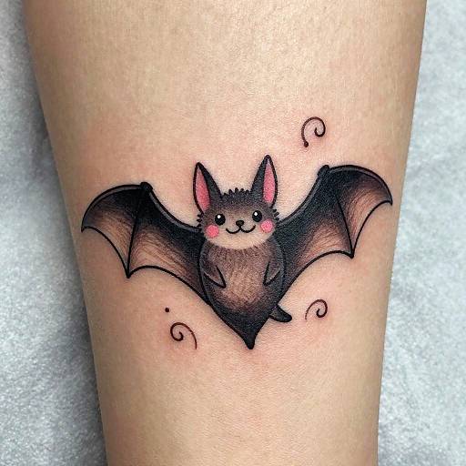 Cute Friendly Bat Tattoo Sketch