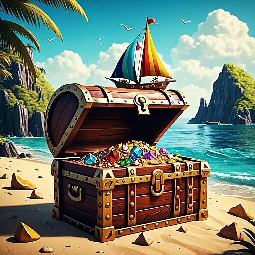 Colorful Cartoon Adventure Treasure Scene