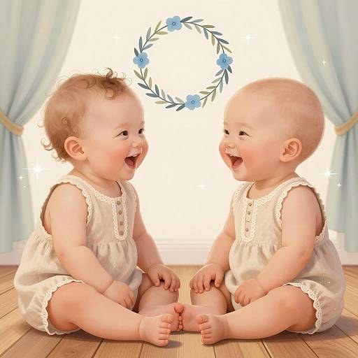 Joyful Babies in a Dreamy Setting