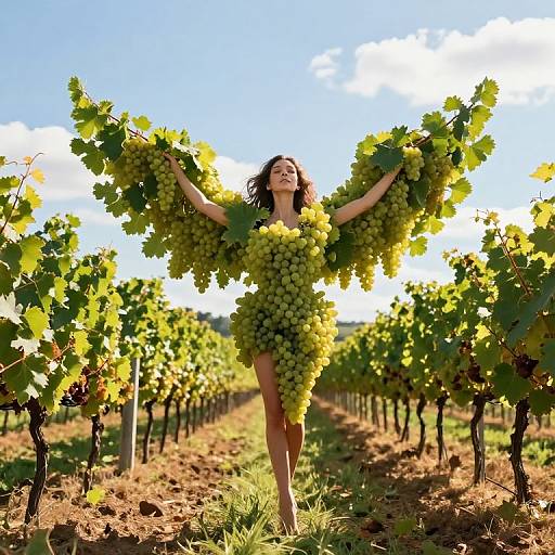 Vineyard Grapes Transforming Into Wings