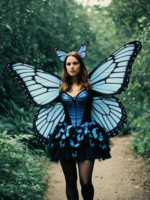 Photorealistic Woman in Butterfly Costume