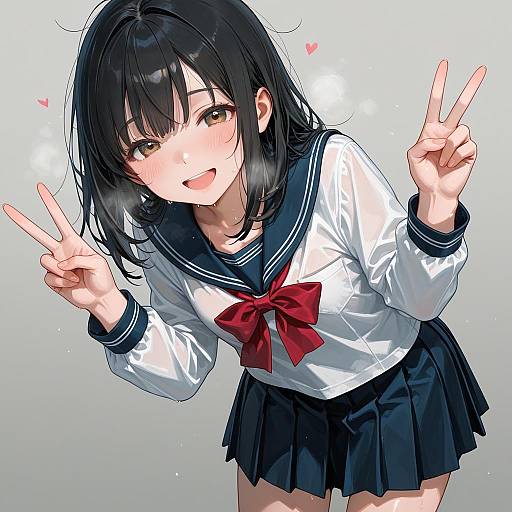 Playful Girl in Serafuku Style