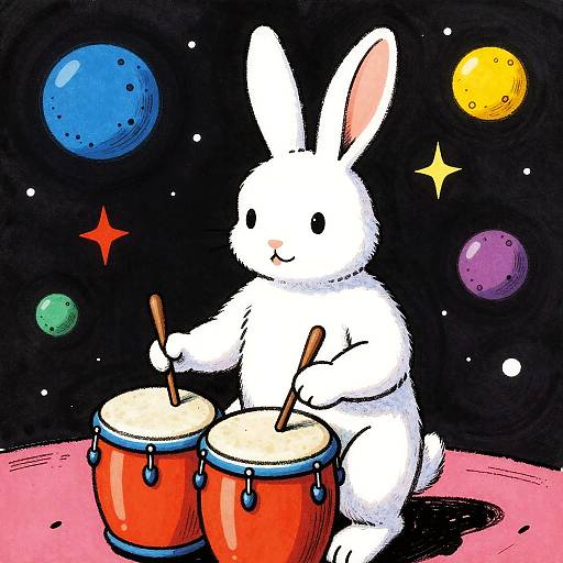 Space Rabbit Bongos in Cosmic Nightclub