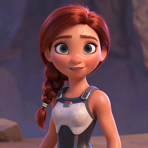 Futuristic Redhead Woman on Cliff