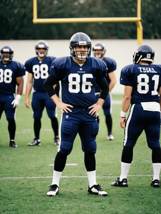 American Football Team Practice in Uniform