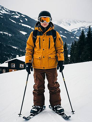 Playful Skiing Costume — Solo Male Portrait
