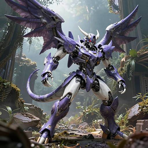 Anthro Violet Drake Mech Warrior
