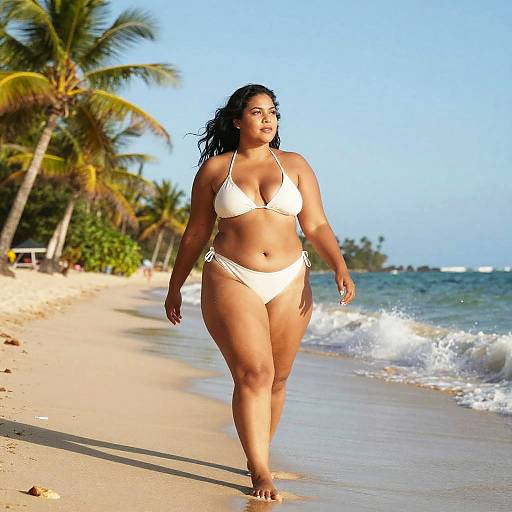 Confident Woman on Tropical Beach