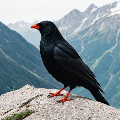 Alpine Chough on Mountain Rock