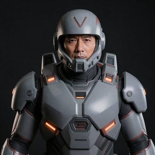 Futuristic Armored Hero in Bold Colors