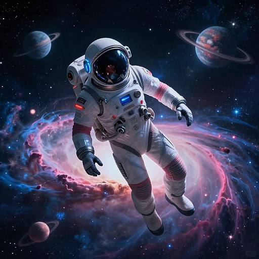 Celestial Space Explorer Near Nebula