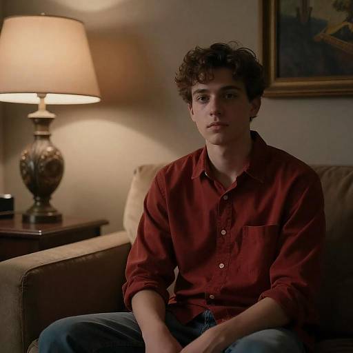 Young Man Relaxing in Dim Light