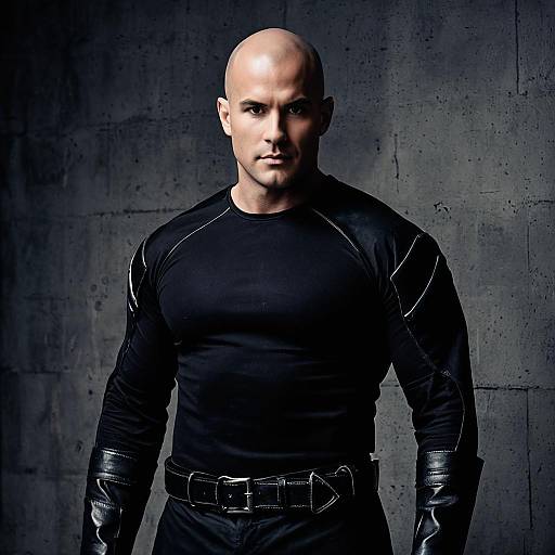 Bald Man in Black Fantasy Costume