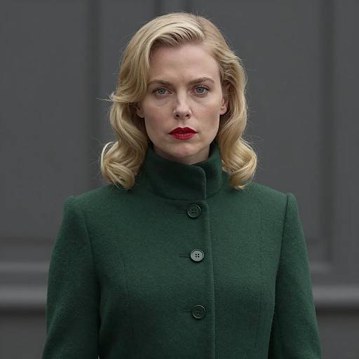 Elegant Woman in High-Collared Coat