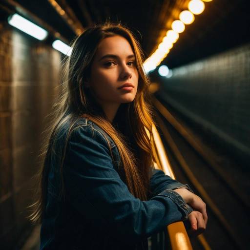 Young Woman in Subway Tunnel